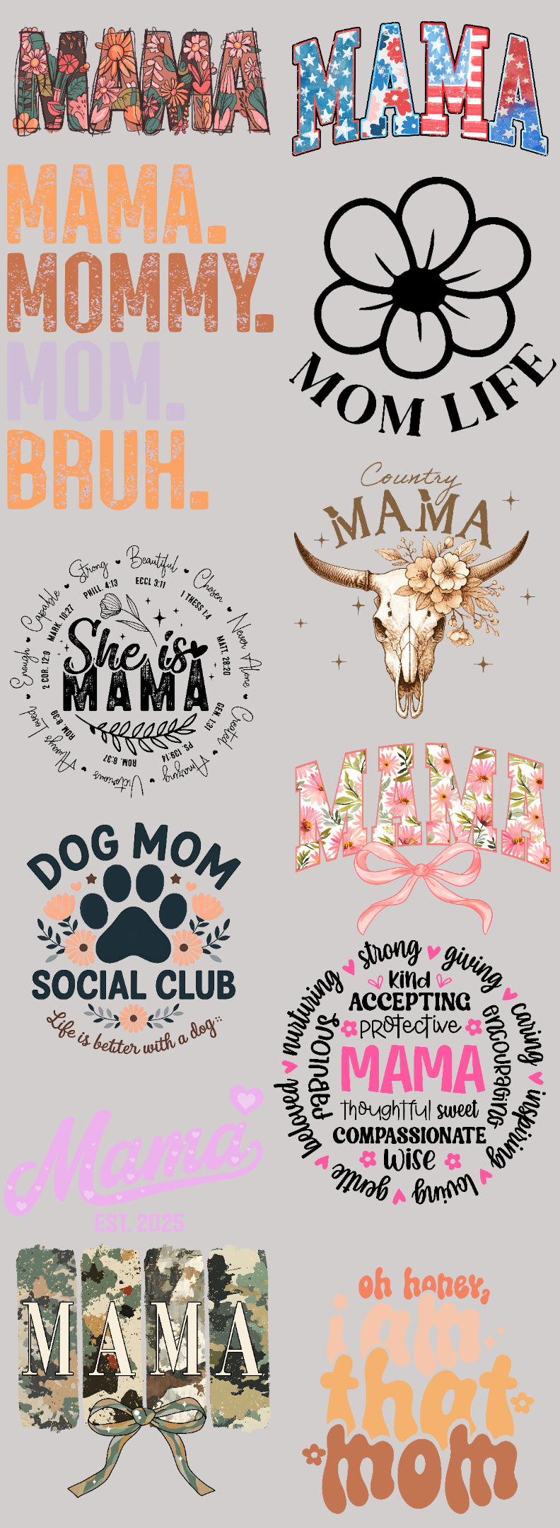 Mom-2 60 inch Premade gang sheet