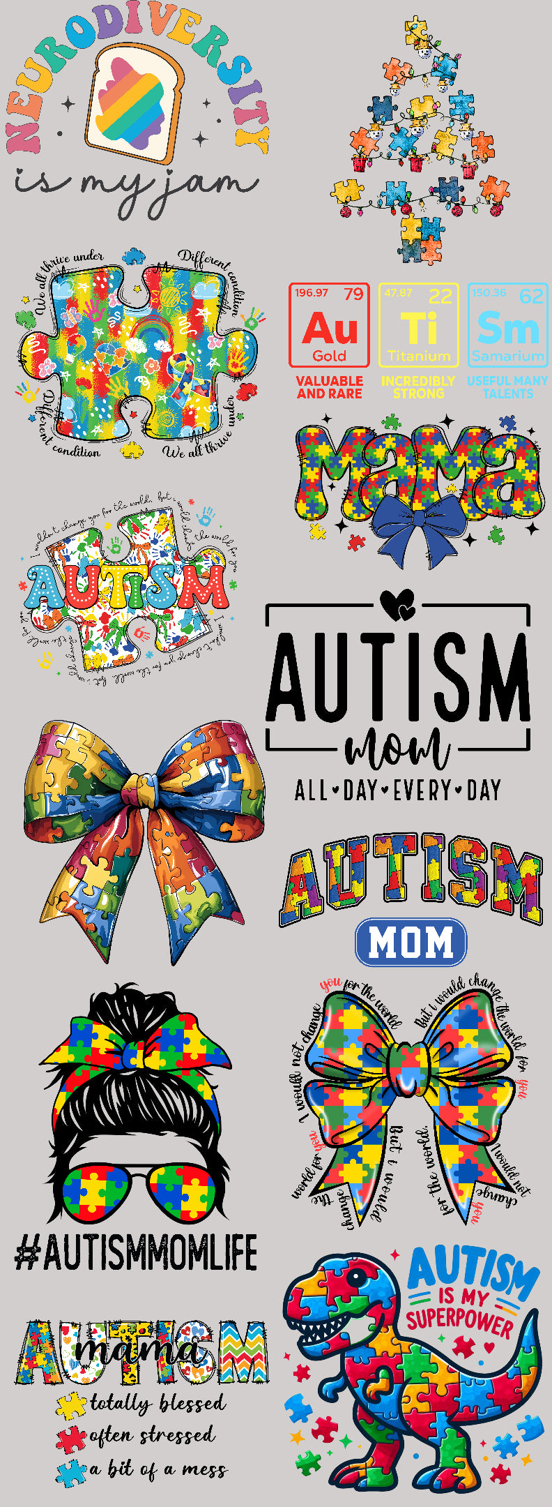 Autism 60 inch Premade gang sheet