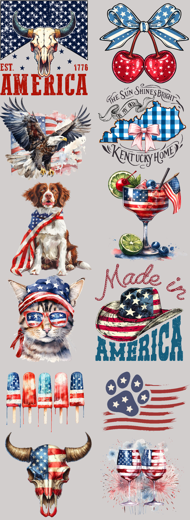 Patriotic 4th of july 60 inch Premade gang sheet