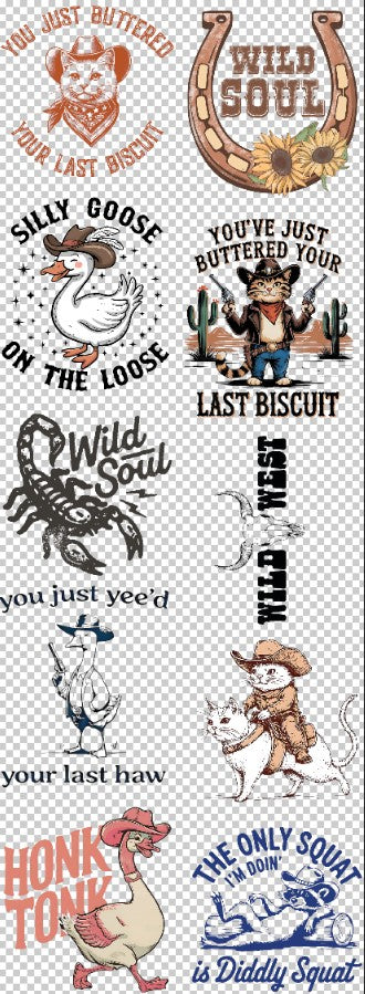 Western-3 60 inch Premade gang sheet