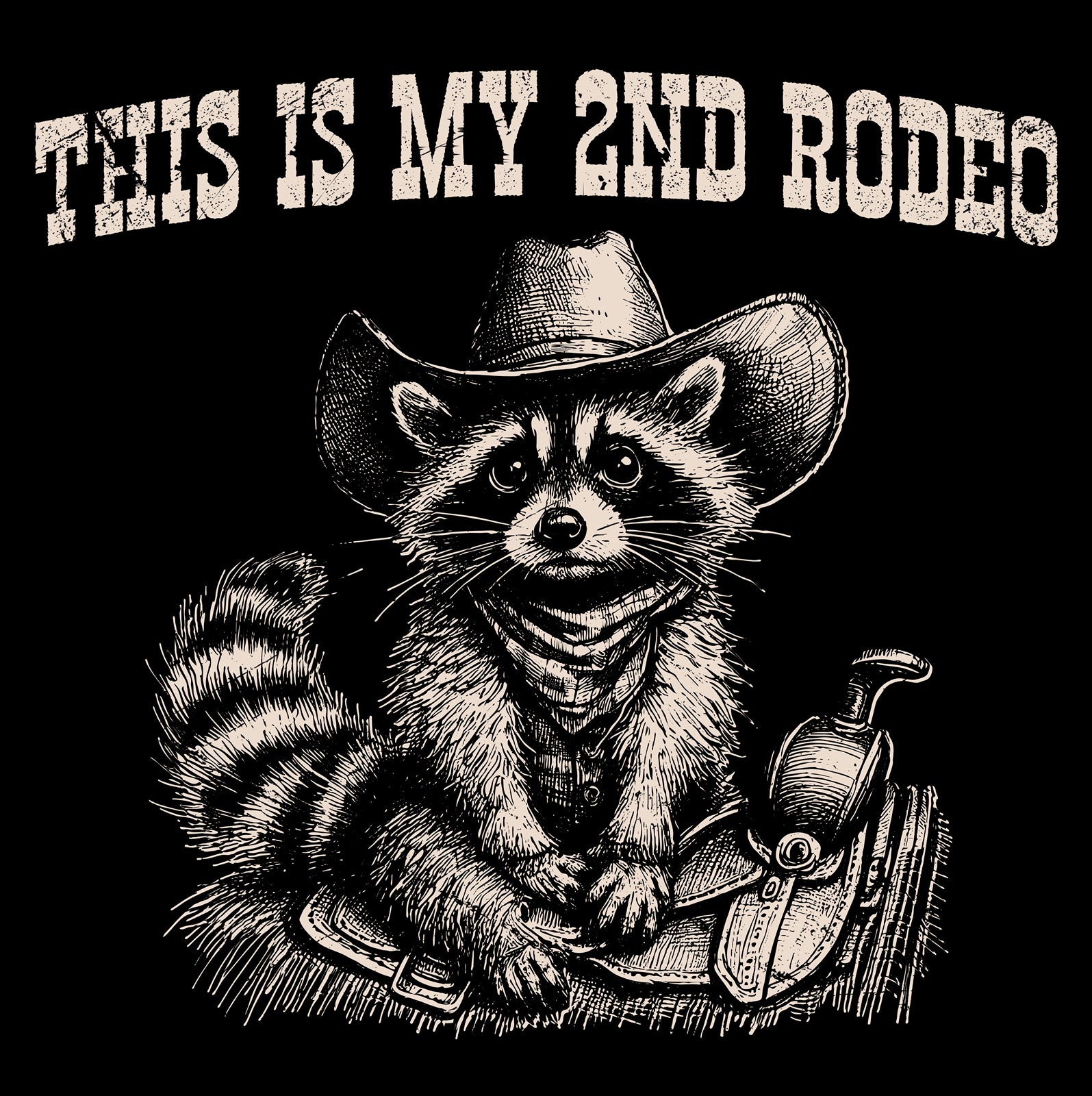Second Rodeo Raccoon FU-1 2nd Rodeo – Pink Iguana Prints